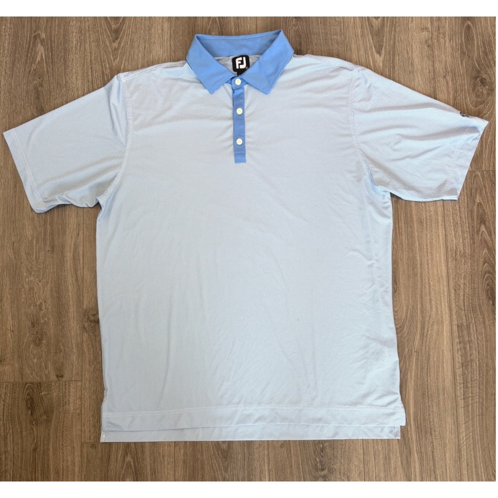 FootJoy Polo Shirt Size XL Blue Gingham Golf Performance Sportswear